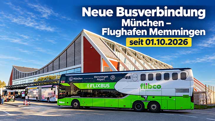 Neue Busverbindung: M&uuml;nchen und Flughafen Memmingen r&uuml;cken n&auml;her zusammen ab 01.10.2026 (&copy;Foto: Flibcoz)